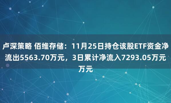 卢深策略 佰维存储：11月25日持仓该股ETF资金净流出5563.70万元，3日累计净流入7293.05万元